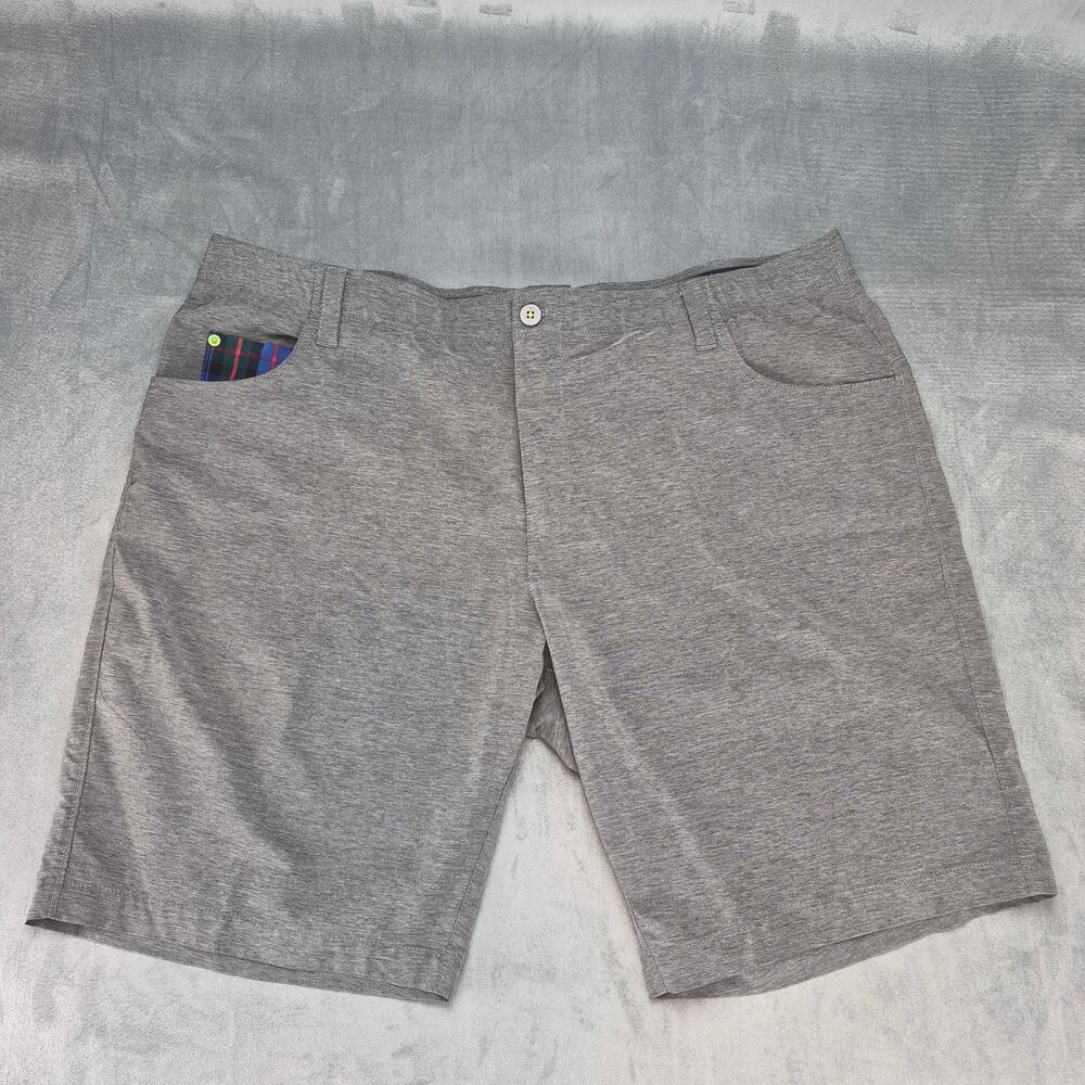 William Murray Mens 40 Straight Fit Stretch Golf Performance Shorts Gray Tartan